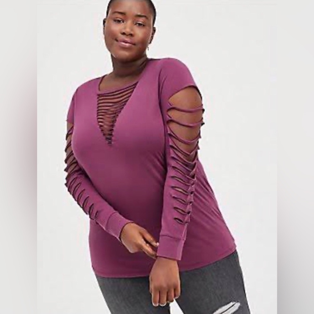 NWT Purple Long Sleeve Slasher tee by TORRID Size 2